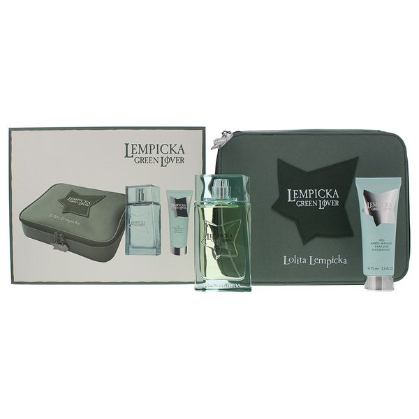 Lolita Lempicka Green Lover EDT, Aftershave Gel &amp; Pouch (Parallel Import)