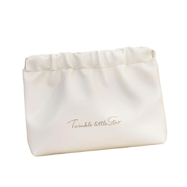 Pleats Simple Elegant Cosmetics Bag Portable Lightweight Travel Toiletry