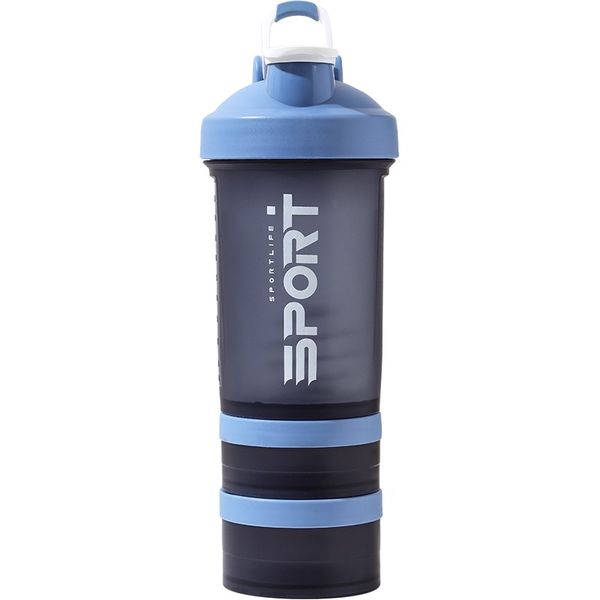 500ml Gym Shake Sports Water Bottle 3 Layers Design - Orange
