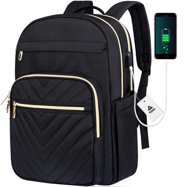 Topika Ladies 15.6" Laptop Backpack rechargeable USB Port Waterproof Oxford