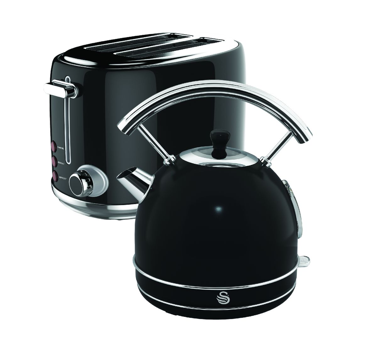 Swan black kettle and toaster deals set