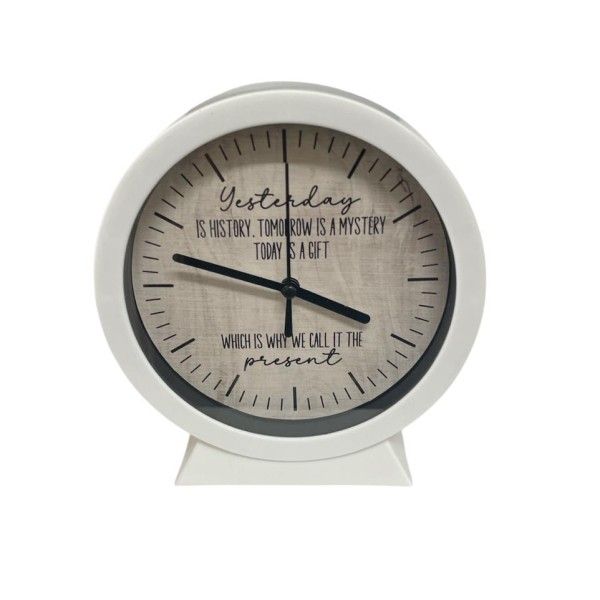White Bedside Alarm Clock Gift - Yesterday is History