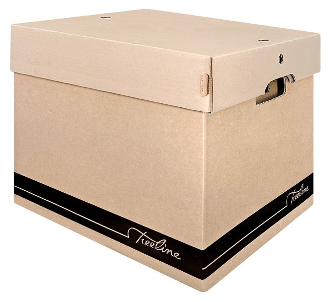 Treeline Document Storage &amp; Archive Box, Stackable, With Lid &amp; Handles