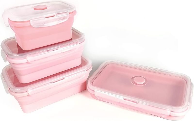 Stackable Silicon Food Storage Containers Lunchboxes Collapsible - Set of 4