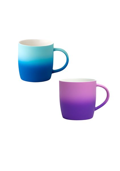 2 Pack Ceramic Coffee/Tea Cups Kitchenware in 6 Vibrant Ombre Colors