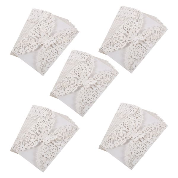 10Pcs/Set Carved Butterflies Invitation Card For Wedding Ivory White