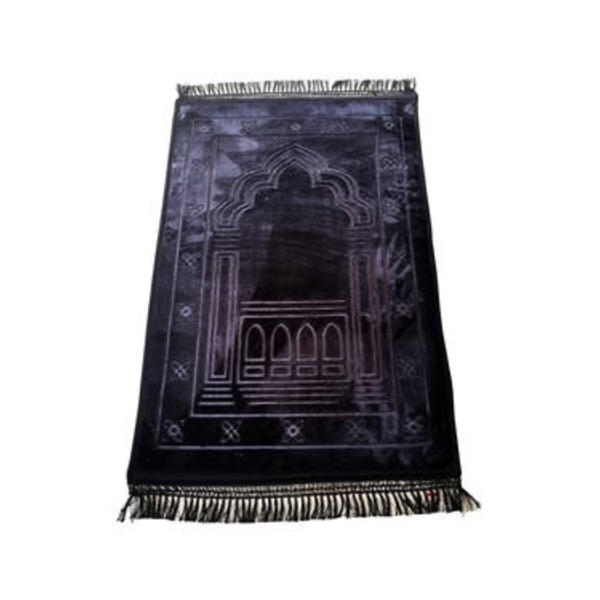 Soft &amp; Silvery Islamic Prayer Mat - Black