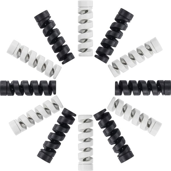 CableGuard Pro - 12-Pack Black and Grey Rubber Cable Protectors