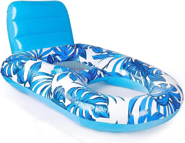 Iconix Head &amp; Footrest Inflatable Pool Lounger with Cup Holders