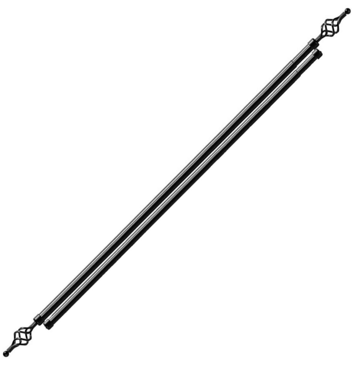 Sastro Expandable Curtain Double Rod With Twisted Cage Finial 2m
