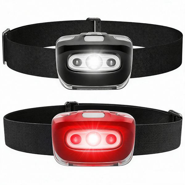 QYNIAL 2-Pack Red Light LED Headlamp for Outdoor Sports