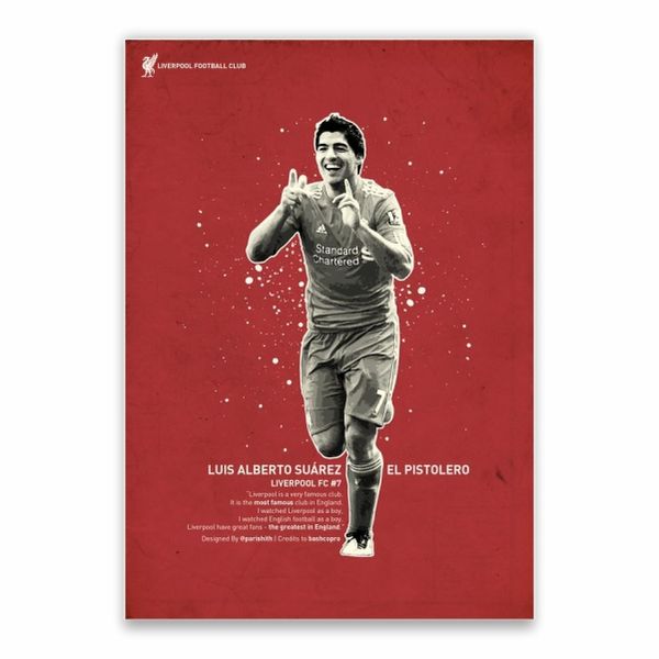 Luis Suarez Liverpool Grey Poster - A1