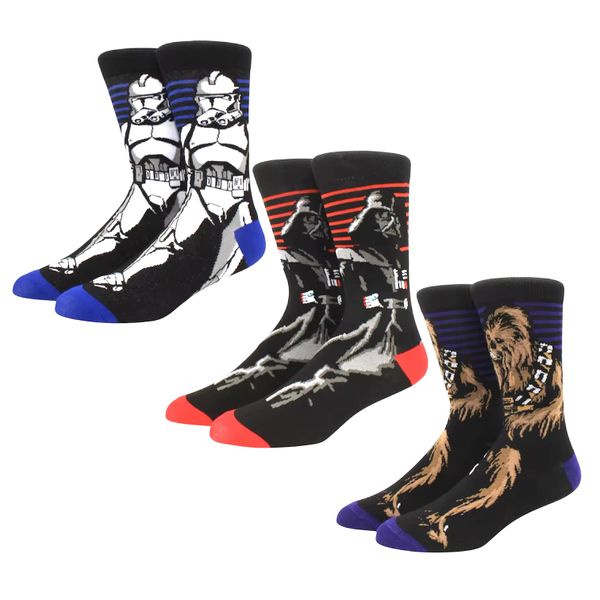 3 Pairs of Star Wars Themed Novelty Socks Striped