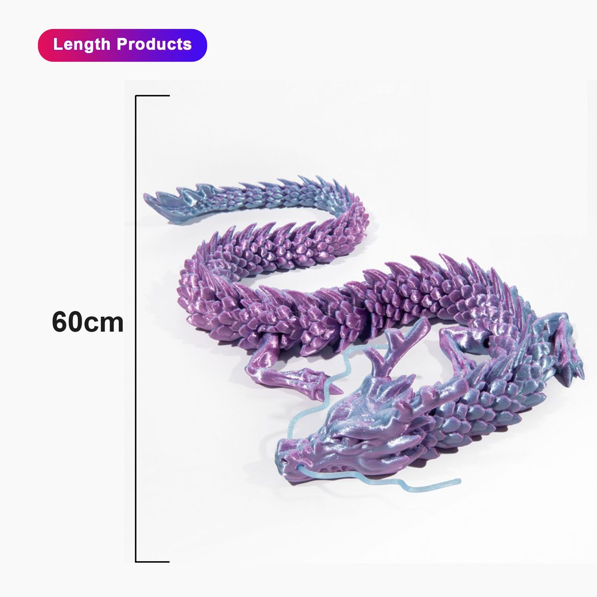 60cm Long 3D Printed Dragon,Articulated Chinese Dragon Toys 3D