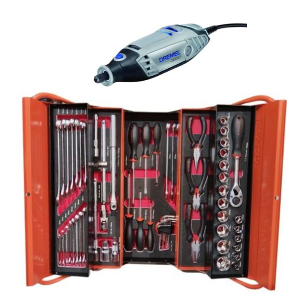 Fixman - 62 Piece Mechanic Tool Box and Dremel 3000-1/25 Rotary Too
