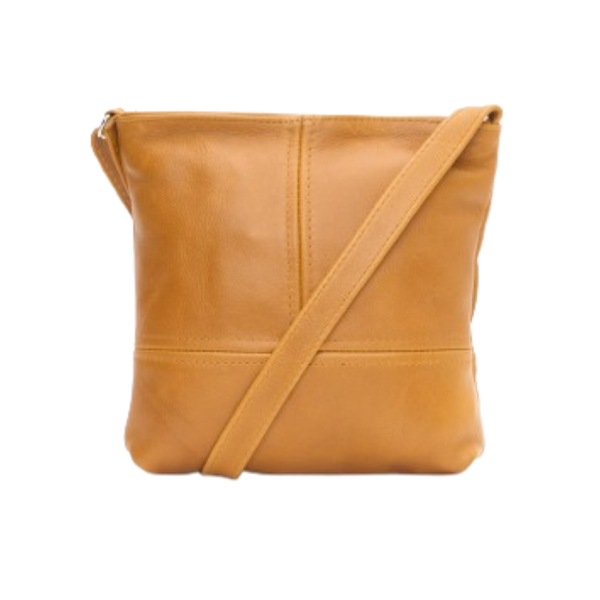 Large Leather Crossbody Bag | Adjustable Strap &amp; Double-Stitched T Design
