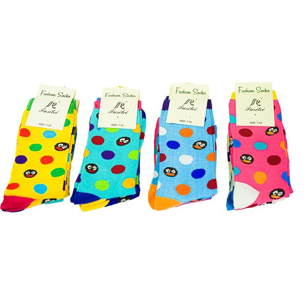Colourful Penguin Design Comfortable Cotton Socks - 4 Pairs