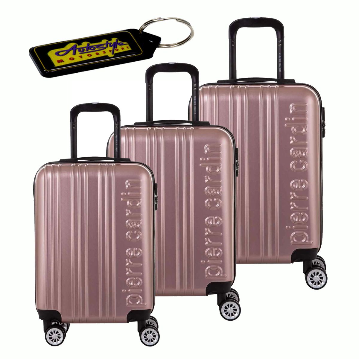 Pierre Cardin Belmont Luggage Spinner 3 Piece Set Rose Gold