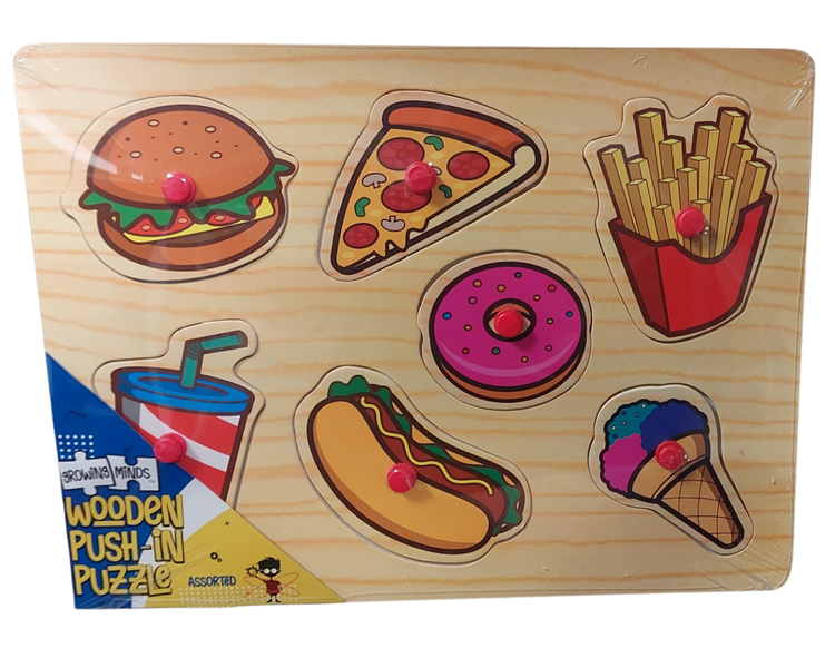 Educational Wooden Push-in Puzzle Food