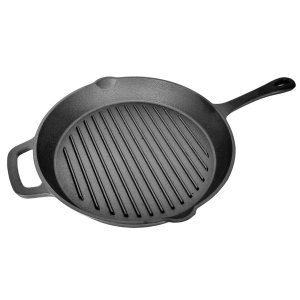 Lifespace Cast Iron Round Griddle Skillet Pan 28cm