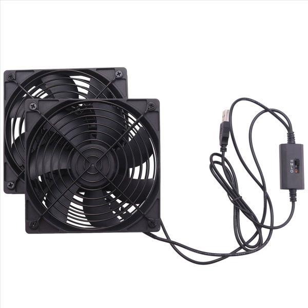 Dual 120Mm 5V Usb Powered Pc Router Fans With Speed Controller