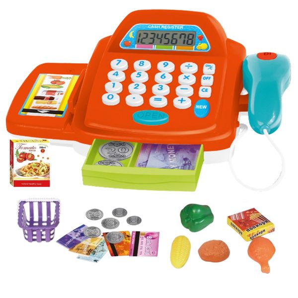 Electric Cash Register Toy - 19 Piece Set - Shopping &amp; Food Toys for Toddlers