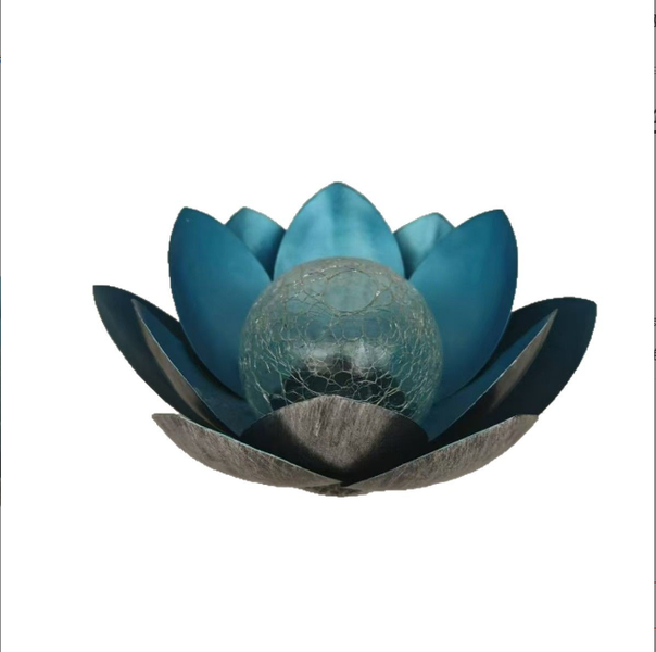 Solar LED Lotus Light, Wireless, Automatic Switch, IP44 Rating, Metal/Glass