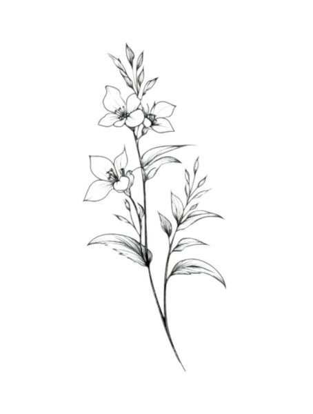 1 Piece - Non-Reflective Botanical Design Temporay Tattoo - Black