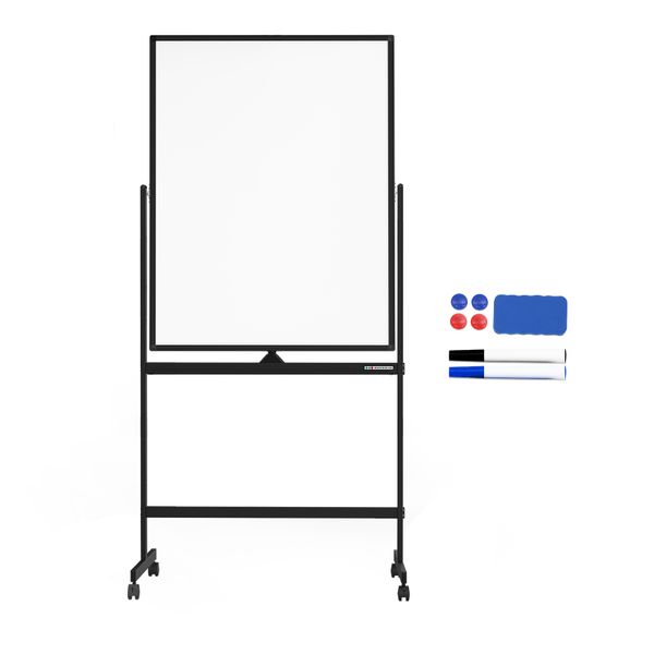Mobile Whiteboard Magnetic Double-Sided 60cmx90cm with Pen Eraser &amp; Magnets