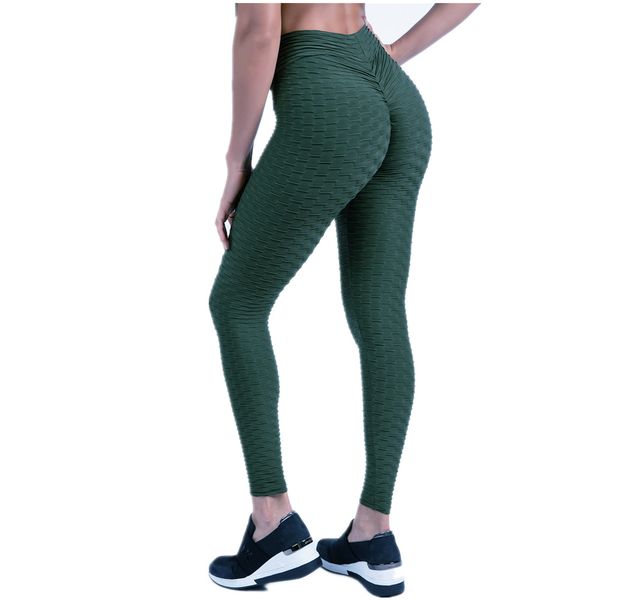 2022 Brazilian Honeycomb Scrunch Booty Leggings Tights Yoga Pants - Olive