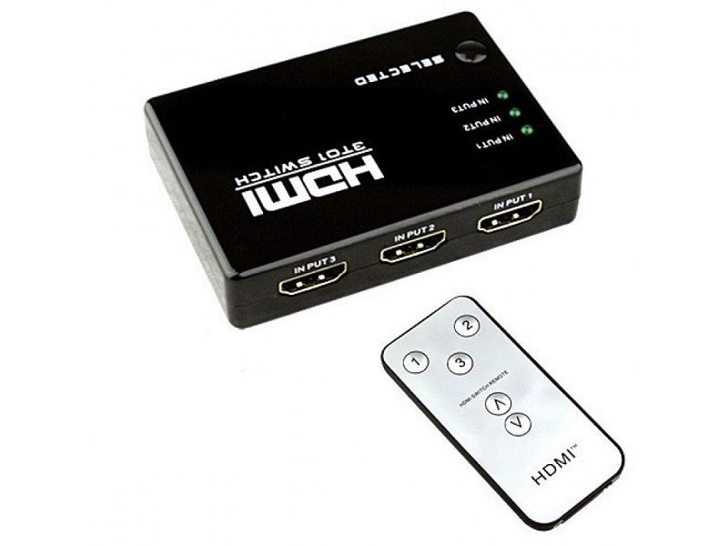 3 PORT HDMI 3 to 1 Switch Box with Remote Control