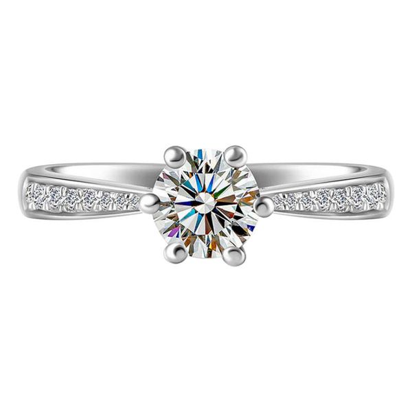 100% 925 Sterling Silver Engagement Ring with Zircon Stones