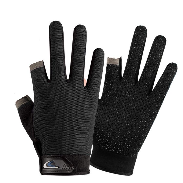 Fishing and other Sports Gloves NonSlip TwoFinger Exposed Black