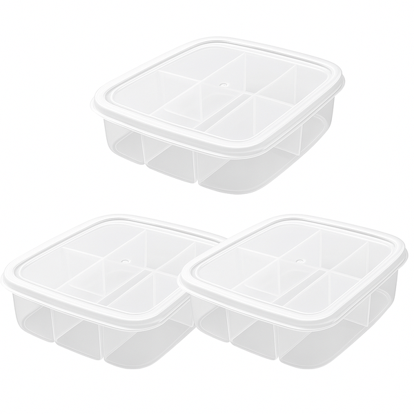 3 Pack - 5 Compartment Multi-grid Refrigerator Storage Box - Transparent