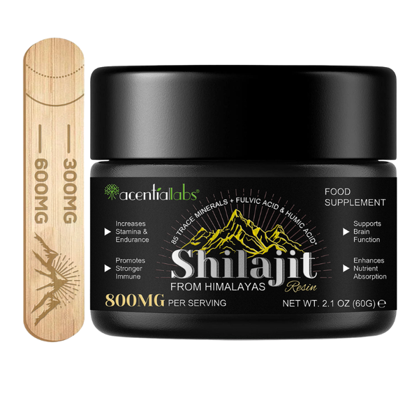 Acentiallabs Premium Himalayan Shilajit Resin with Measuring Stick - 60g