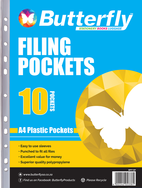 Butterfly Filing Pockets A4 10's