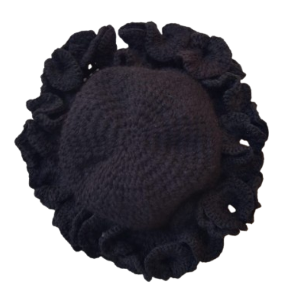 Unisex Black winter Bucket Ruffle Crochet Hat | Shop Today. Get it ...