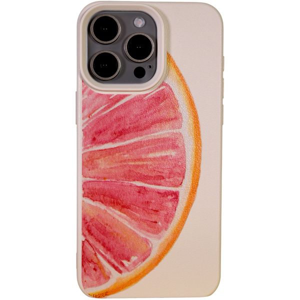 Phone Case With Citrus Slice Artistic - Compatible with 15 Pro Max - Beige