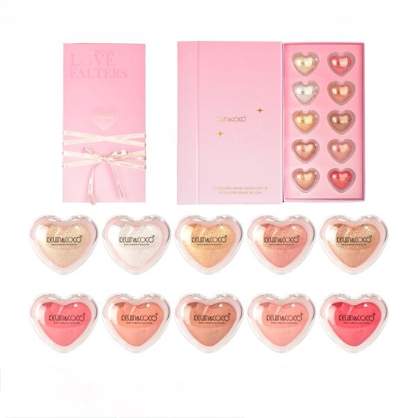 Sweet Dreams 10-Color Baked Heart Blush &amp; Highlighter Set