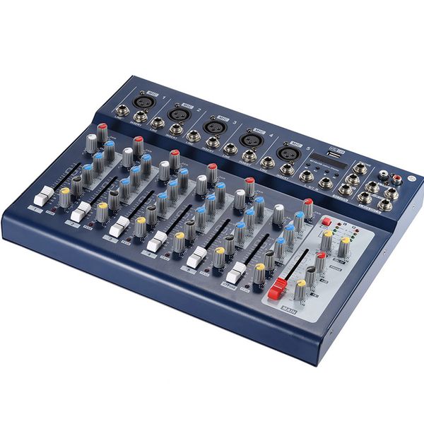 F7-USB 7-Channel Mixer, BT, 3-Band EQ, +48V, DJ/Stage