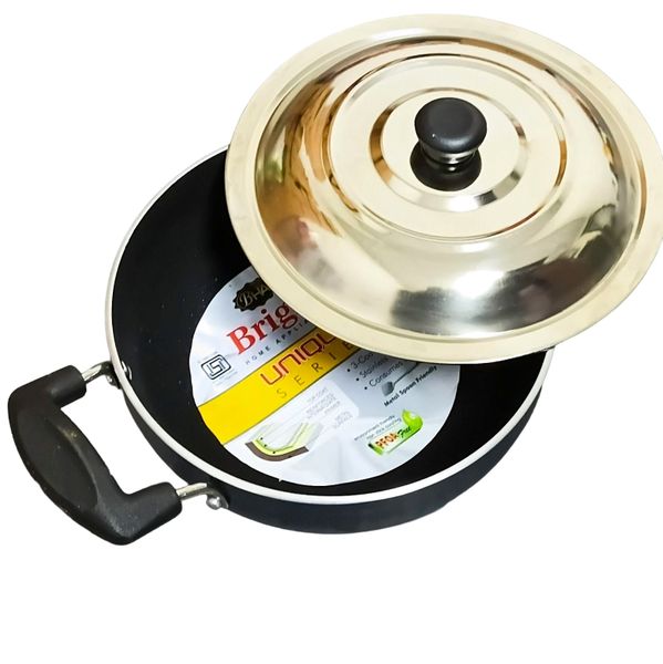 Bright Deep Kadai (Deep Wok / Frying pan) 1.5-Litre with Steel Lid
