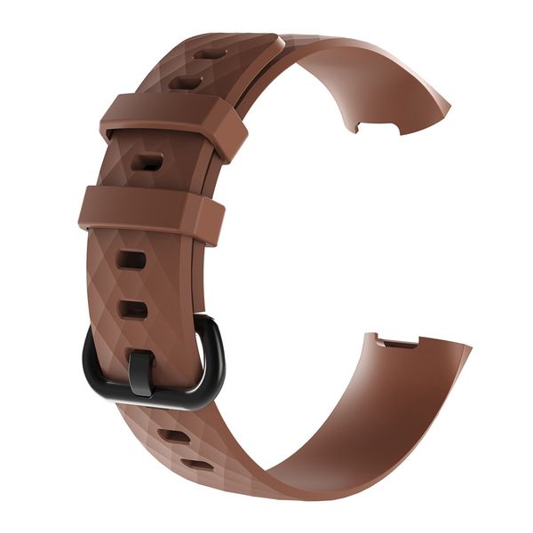 Silicone Replacement Strap Compatible with Fitbit Charge 3/4 -Brown