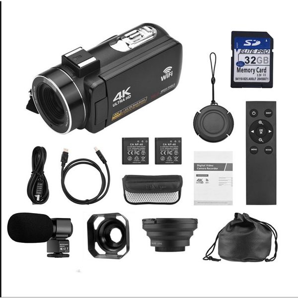 4K Digital Video Camera WiFi Camcorder DV Recorder 56MP 18X Digital Zoom