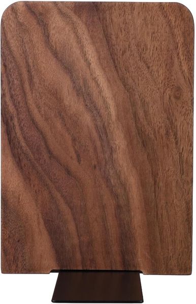 Wooden Bookends 17cm Black Walnut Table File Rack Vertical Book Organizer