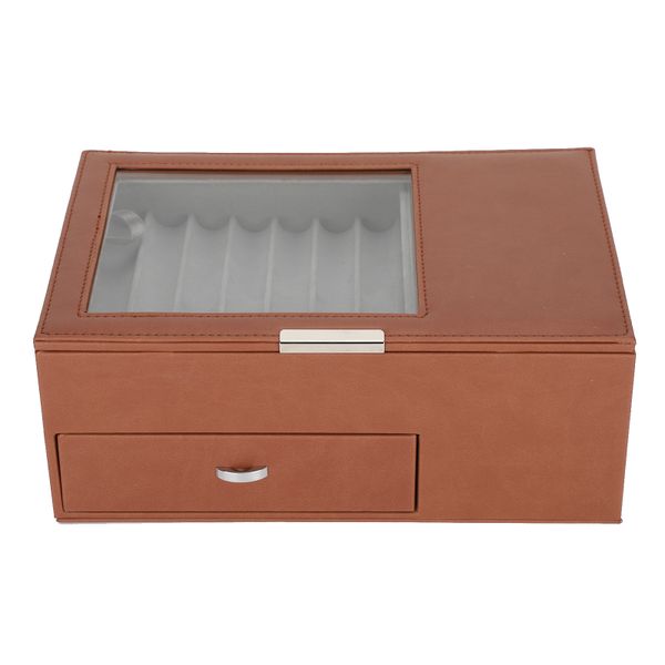 Double Layer PU Leather Fountain Pen Display Case (Brown)