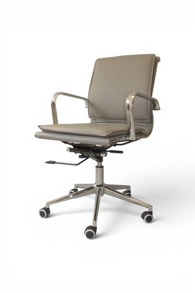 TOCC Classic PU Flat Cushion Medium Back Office Chair - Grey