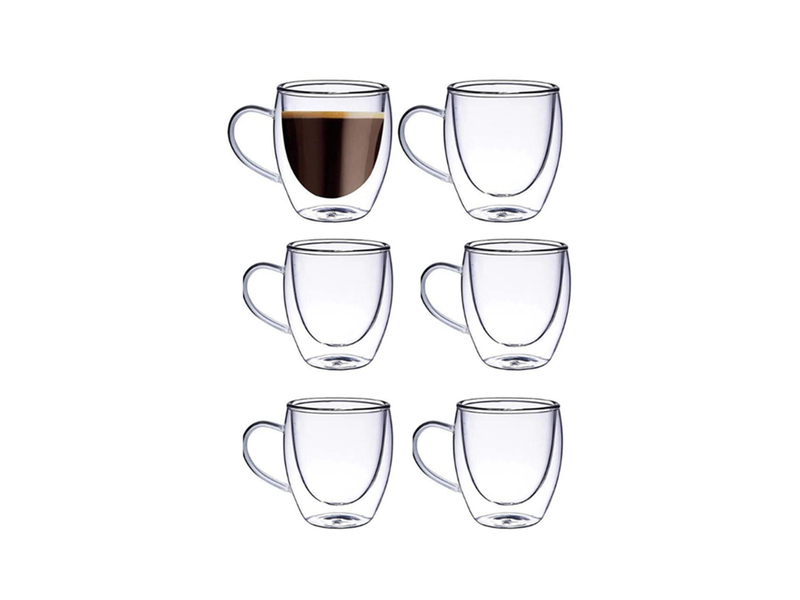 Double Wall Coffee - Tea - Milk Glass Mug Insulated - 250ml