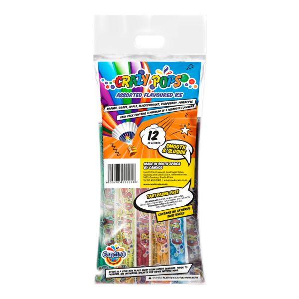Sour Crazy Pops - Ice Pop Box of 144 (12 x 12 pack)