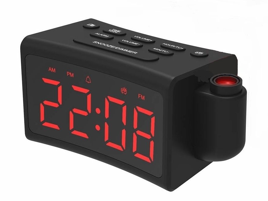Alarm Clock with USB charger, roof display, FM radio, vibrating disk