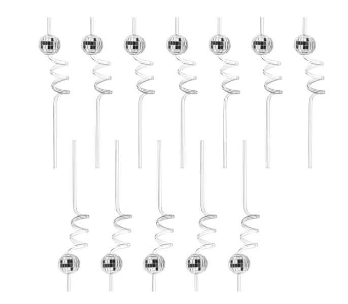 12 PCS Disco Ball Straws, Disco Ball Decor, 70s Disco Ball Straws, 1970s